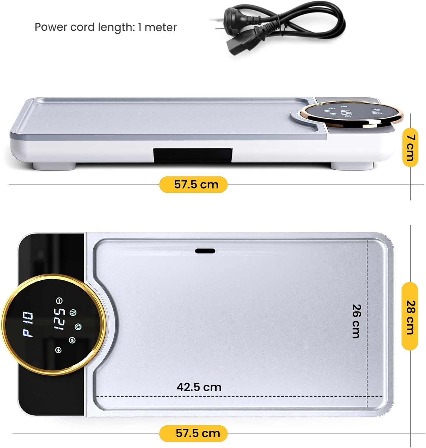 Advwin Electric Grill Pan, Electric Hot Plate with LCD Touchscreen, Non-Stick Griddle Plate for Family, Adjustable Temperature & Timer, Removable Oil Drip Tray, Smokeless Family Grill for 2&ndash;8 People image number 2