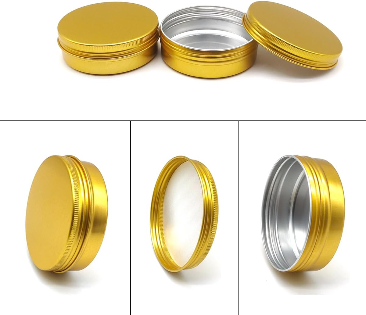 Wopanxye 12Pcs 1Oz 30Ml Aluminum Tin Jar, 30G Refillable Makeup Container, 30 Gram Gold Screw Lid round Can Sample Pot for Cosmetic DIY, Handmade, Lip Balm, Cream, Salve, Toner, Candle, Paint, Scrub image number 1
