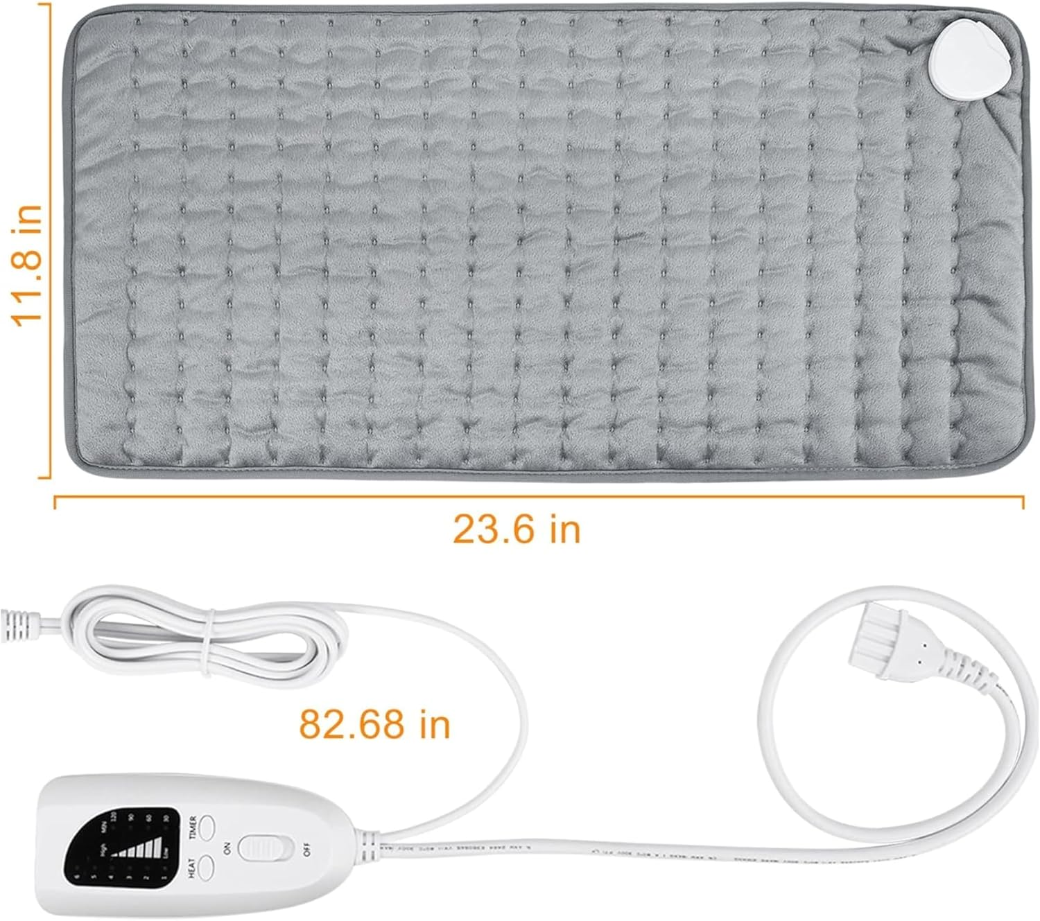 Electric Heating Pad for Back Pain Relief, Heating Pads for Cramps, Auto Shut Off, Machine Washable, Heating Pad for Neck and Shoulder, Knee, Arms, Legs, Etc. (Silver Gray, 30 X 60 Cm) image number 3
