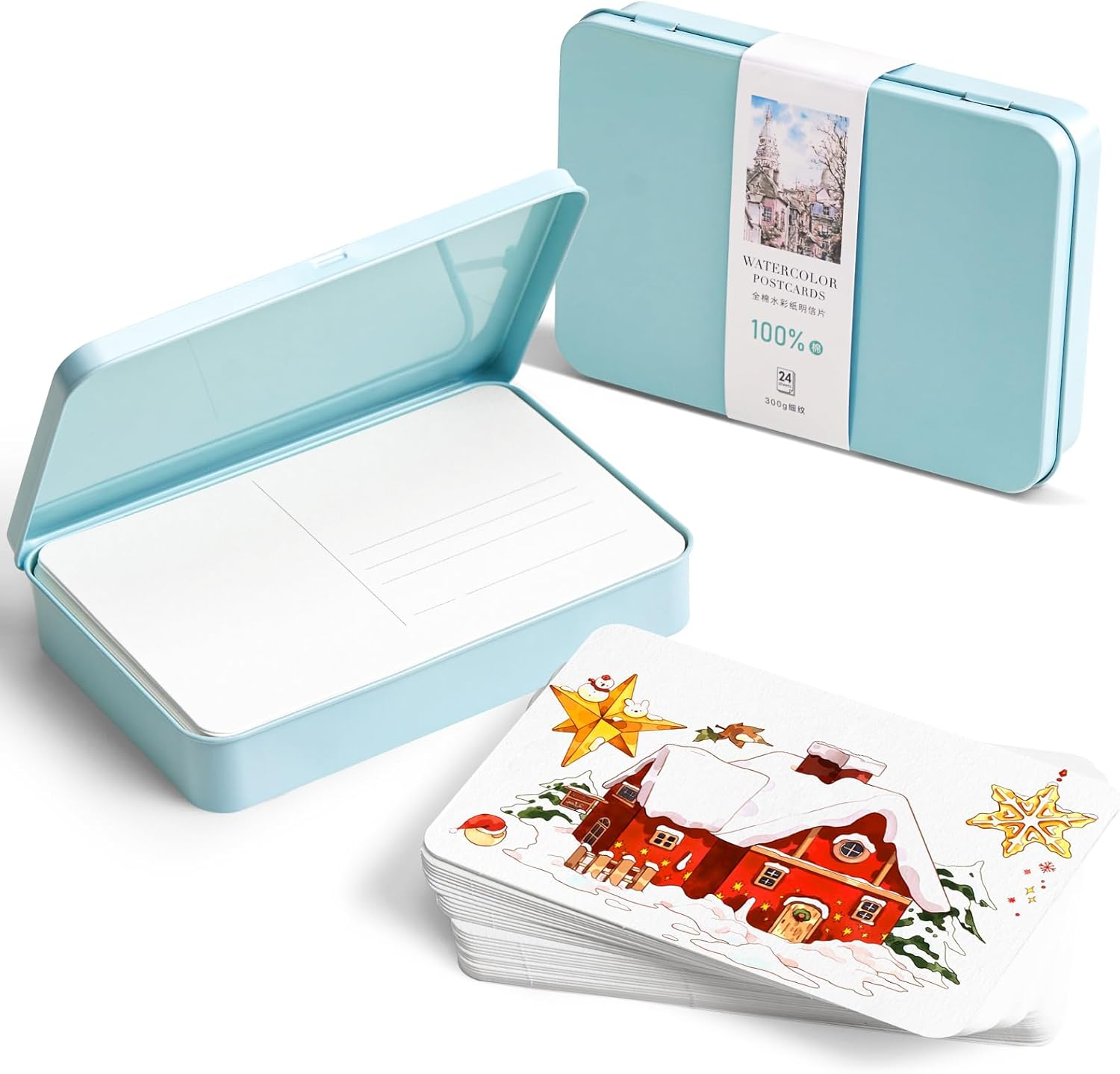 LIGHTWISH Blank Watercolor Paper Postcards, 4"X6" 140Lb 300Gsm Hot Press 24 Sheets, Art Paper Post Note Cards for Watercolor Journal, Art Supplies for Thank You Notes, Invitations, and Greeting Cards