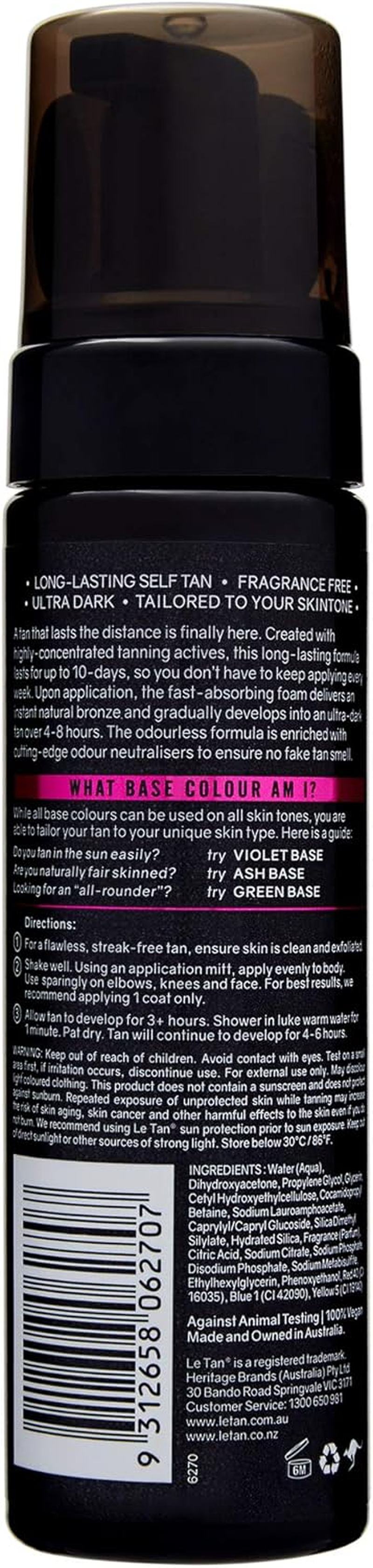 UBER STAY SELF TANNING FOAM VIOLET BASE 200ML image number 1