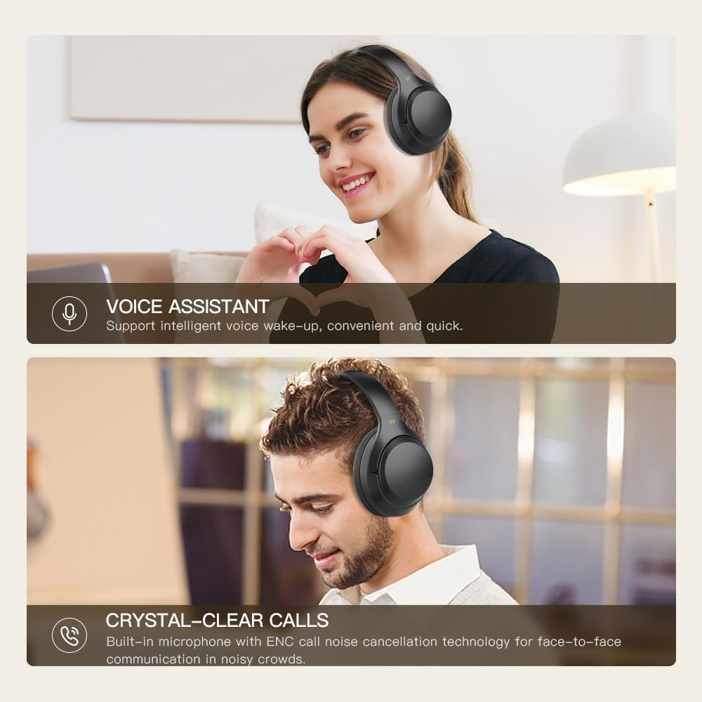 Ikf T1 Pro Bluetooth Headphones, Over-Ear Headphones, Foldable Headphones with High Fidelity Sound, 100 Hours of Use Time, Adjustable Lightweight, Pairing 2 Devices Compatible (Black) image number 3