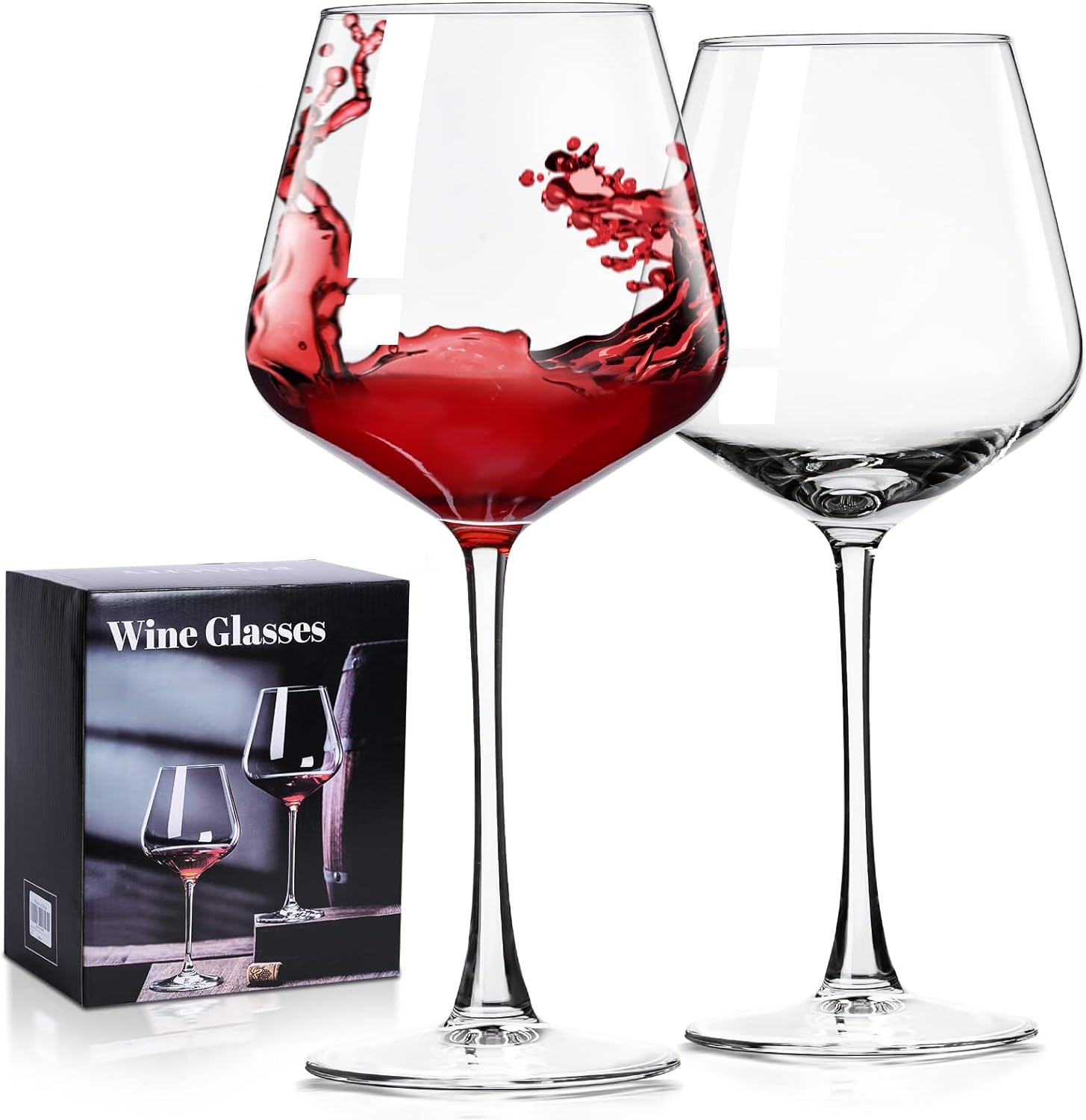 PARACITY Wine Glasses Set of 2, Hand Blown Crystal White and Red Wine Glasses, Burgundy Wine Glass for Red and White Wine, 16Oz Red Wine Glasses for Women, Men, Wedding and Birthday image number 1