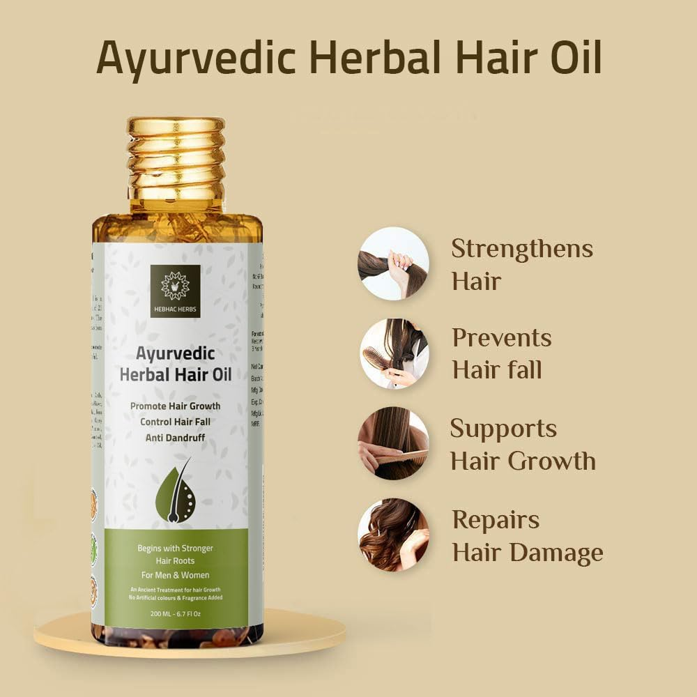 Ayurvedic Herbal Hair Oil Made with 21 Ayurvedic Herbs, Multipurpose Dandruff, Hair Fall (200Ml) Traditional Herbal Hair Oil for Men and Women image number 2