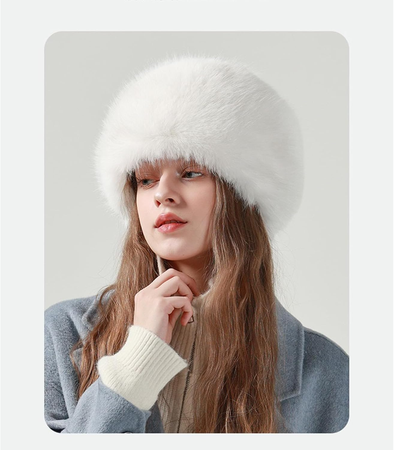 HENWUBEI Women&rsquo;S Russian Faux Fur Bomber Hat - Winter Trapper Ear Warmer for Skiing, Hunting, Travel, Soft Fluffy Fleece-Lined Cold Weather Hat White image number 3