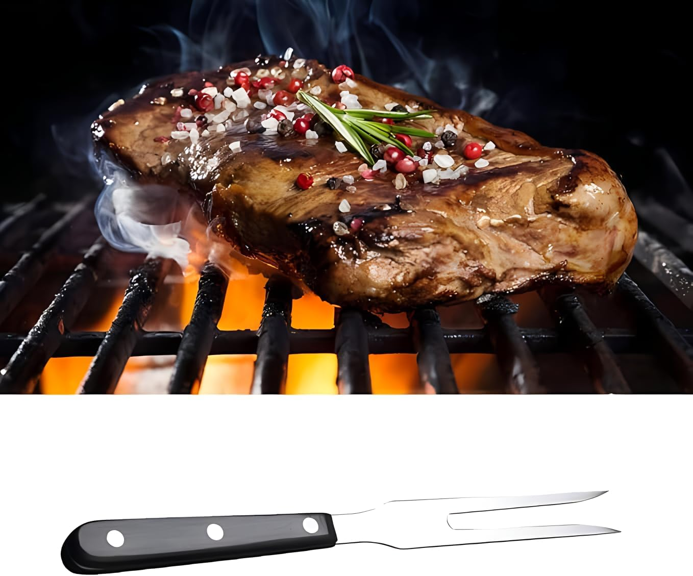 Carving Fork Pot Forks Stainless Steel Meat Serving Fork with Plastic Handle Serving Grill Fork Black Handle Barbecue Fork for BBQ Kitchen Turkey Roast Dinner Party Festival 3Pcs.（Black）