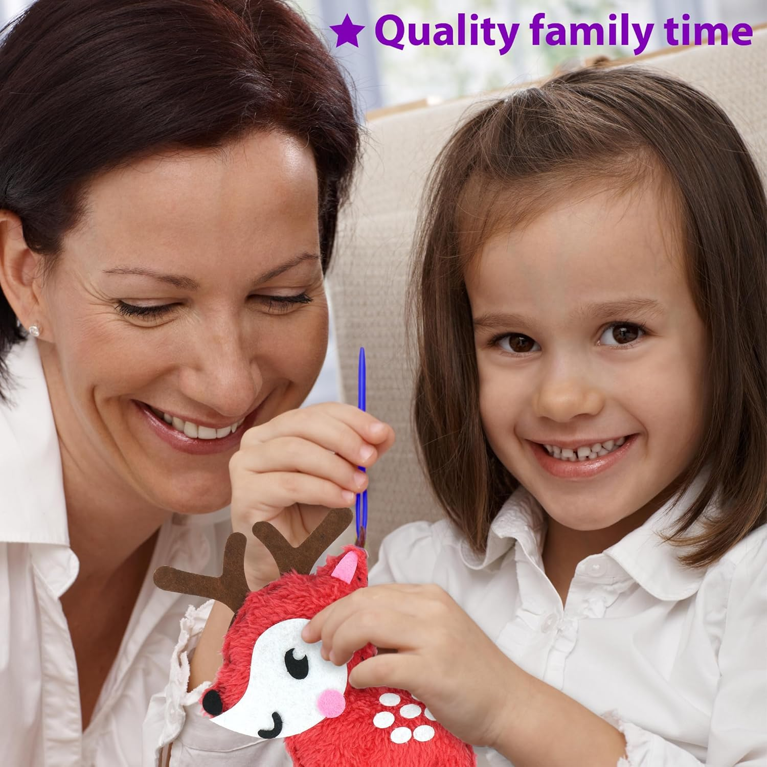 KRAFUN Woodland Animals Sewing Kit for Kids 5+ Years, 8 DIY Stuffed Dolls (Bear, Bunny, Fox, Owl, Deer), Felt, Instructions, Educational Craft Toy