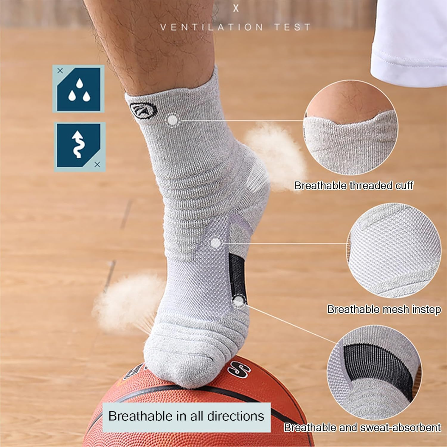 3 Pairs Compression Socks for Men Women, Breathable Thickened Socks anti Blister Sports Socks Comfortable Soccer Socks Cushioned Socks for Football Basketball Hiking Running image number 2