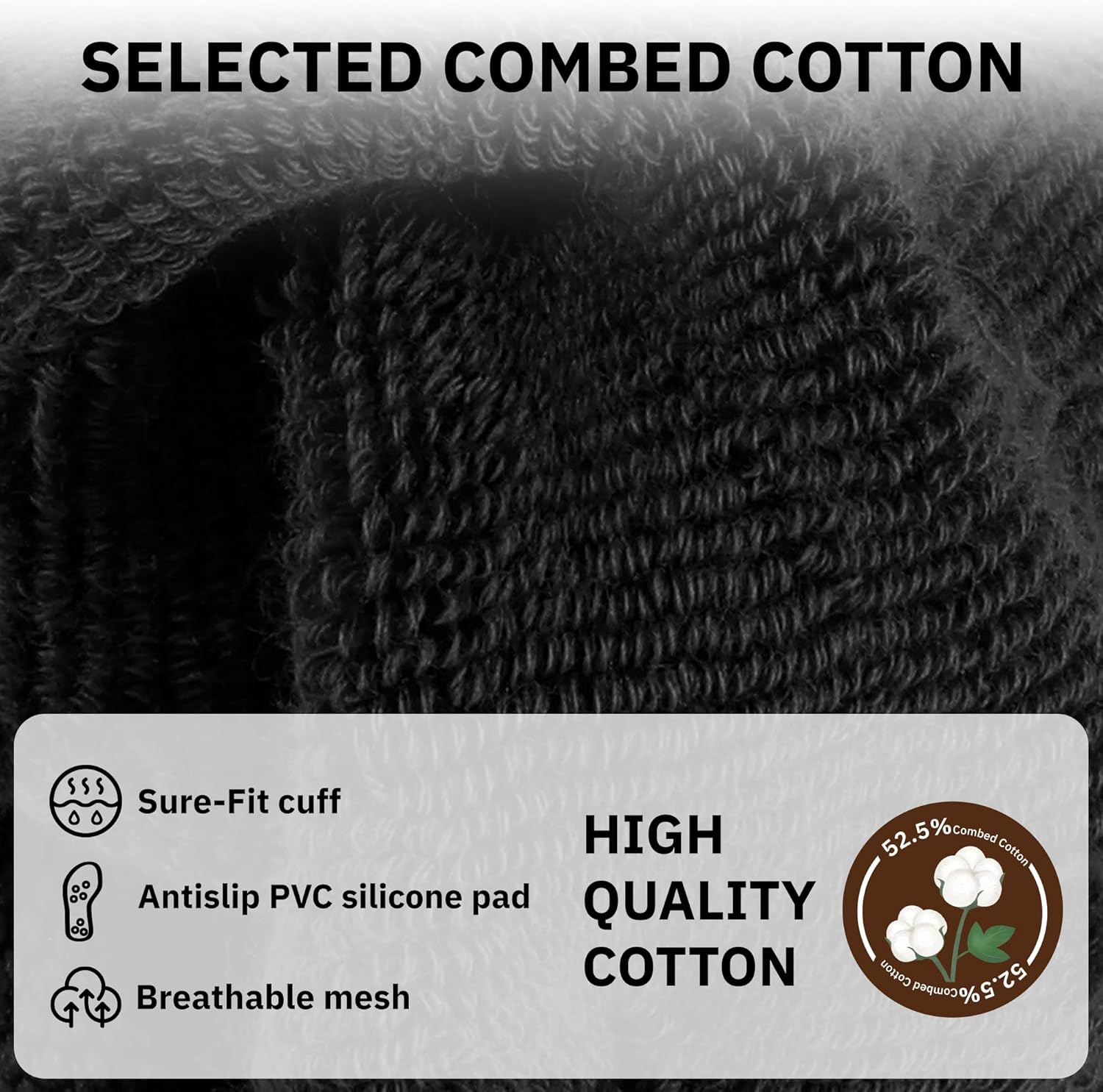 CLOSEMATE 3 Pairs Mens Grip Socks Athletic Cushioned anti Slip for Soccer Football Yoga image number 2