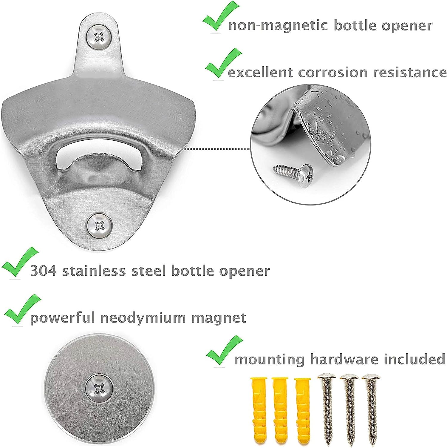 Wall Mounted Beer Bottle Opener with Magnetic Cap Catcher | Unique Present for Friends, Men, Women, Housewarming Gifts | Dad Birthday Gift Ideas image number 2