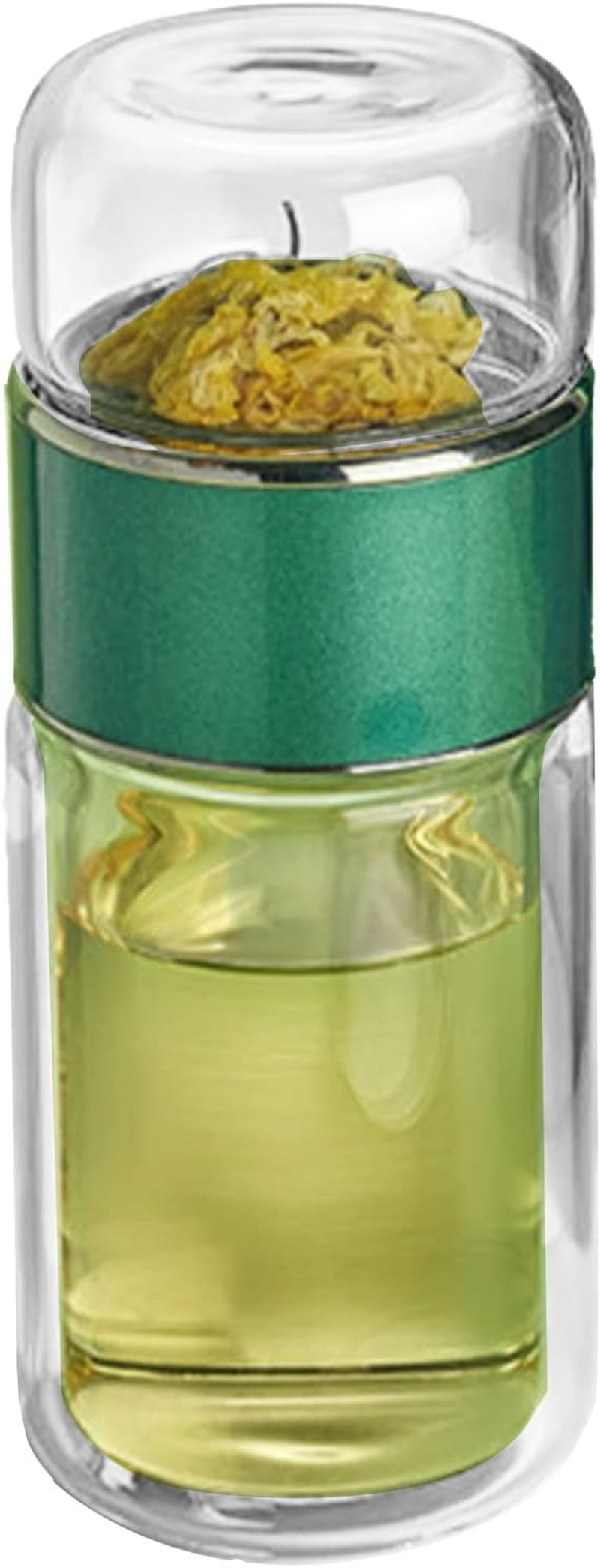 Tea Water Separation Cup, Glass Water Bottles Stainless Steel Filter 280Ml for Home (Green) image number 2