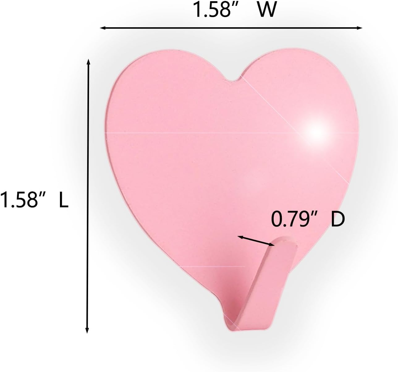 Heart Wall Hooks, 8 Pack, Cute Pink Decorative Accessories, Purse Hanger for Girls Room, Stainless Steel, Sturdy Adhesive for Hanging Keys, Bags, Towels, Clothes