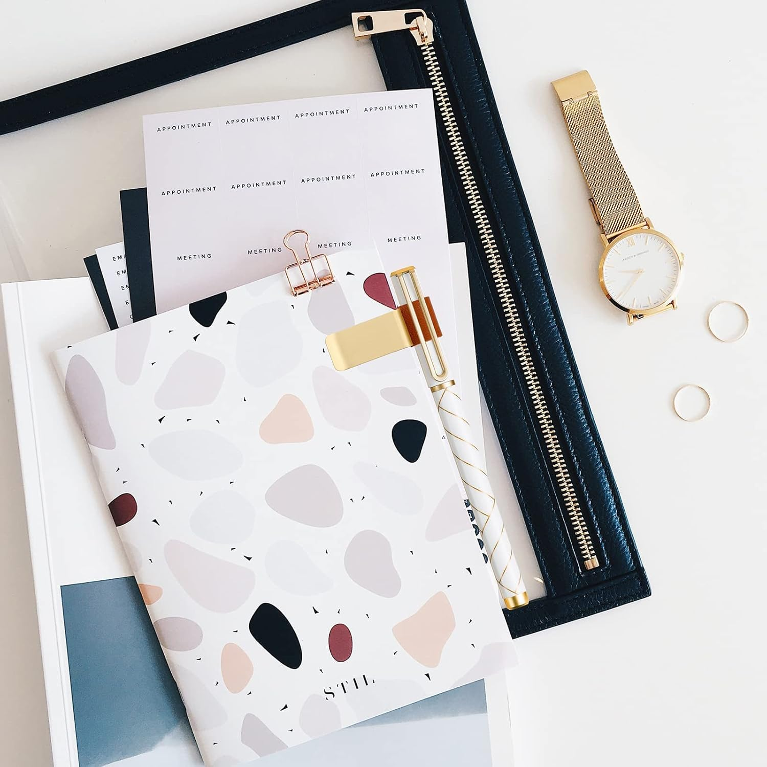 Audoloku 4Pcs PU Leather Pen Clip Holder for Notebooks, Journal, Planner image number 3