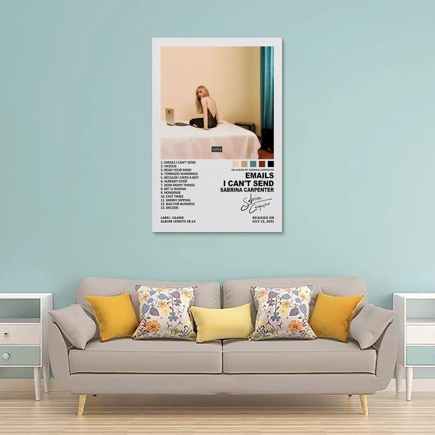 Sabrina Poster Carpenter Emails I Can'T Send Music Album Poster Canvas Painting Wall Art Picture Home Decor Print for Bedroom Living Room Dorm Study Bar Office 16X24Inch(40X60Cm) image number 5