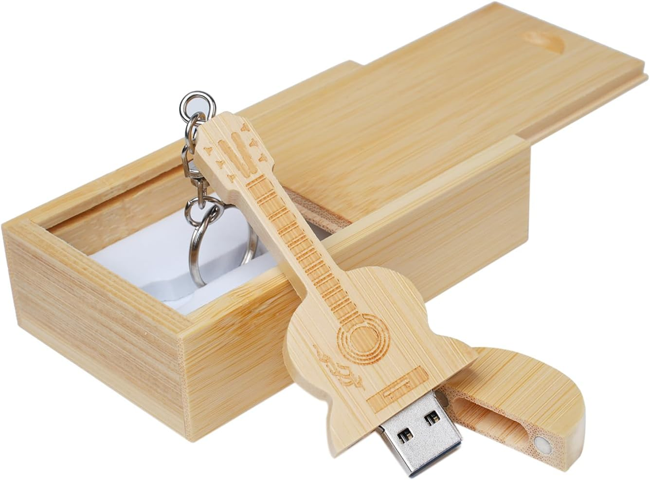 Guitar Shaped Maple Wood Memory Stick USB Flash Drive in Wood Box (2.0/8GB, Bamboo Wood)