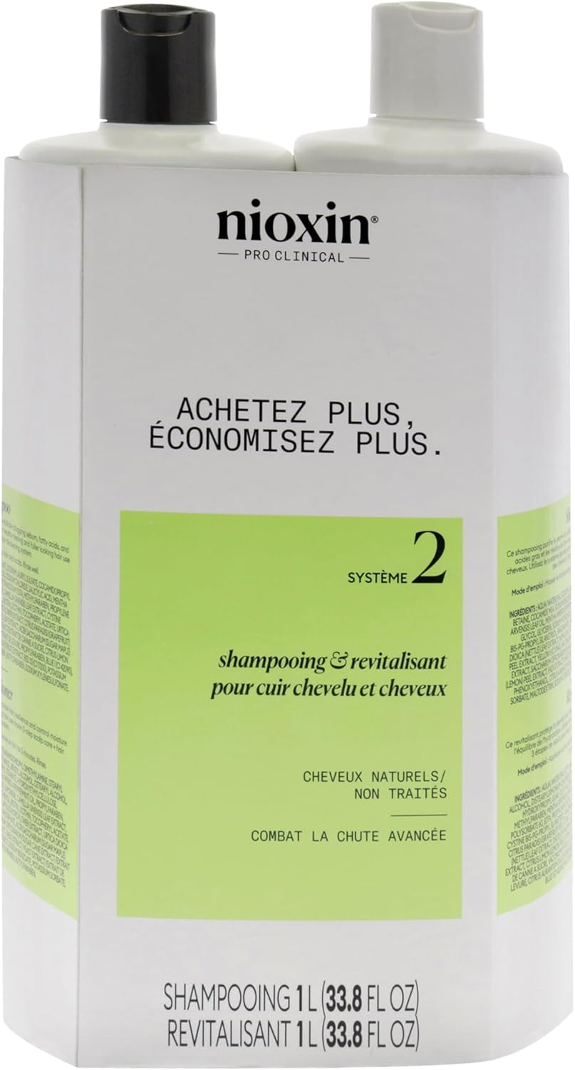 Nioxin System 2 Kit by Nioxin for Unisex - 33.8Oz Shampoo, Conditioner, 999.6 Millilitre image number 2