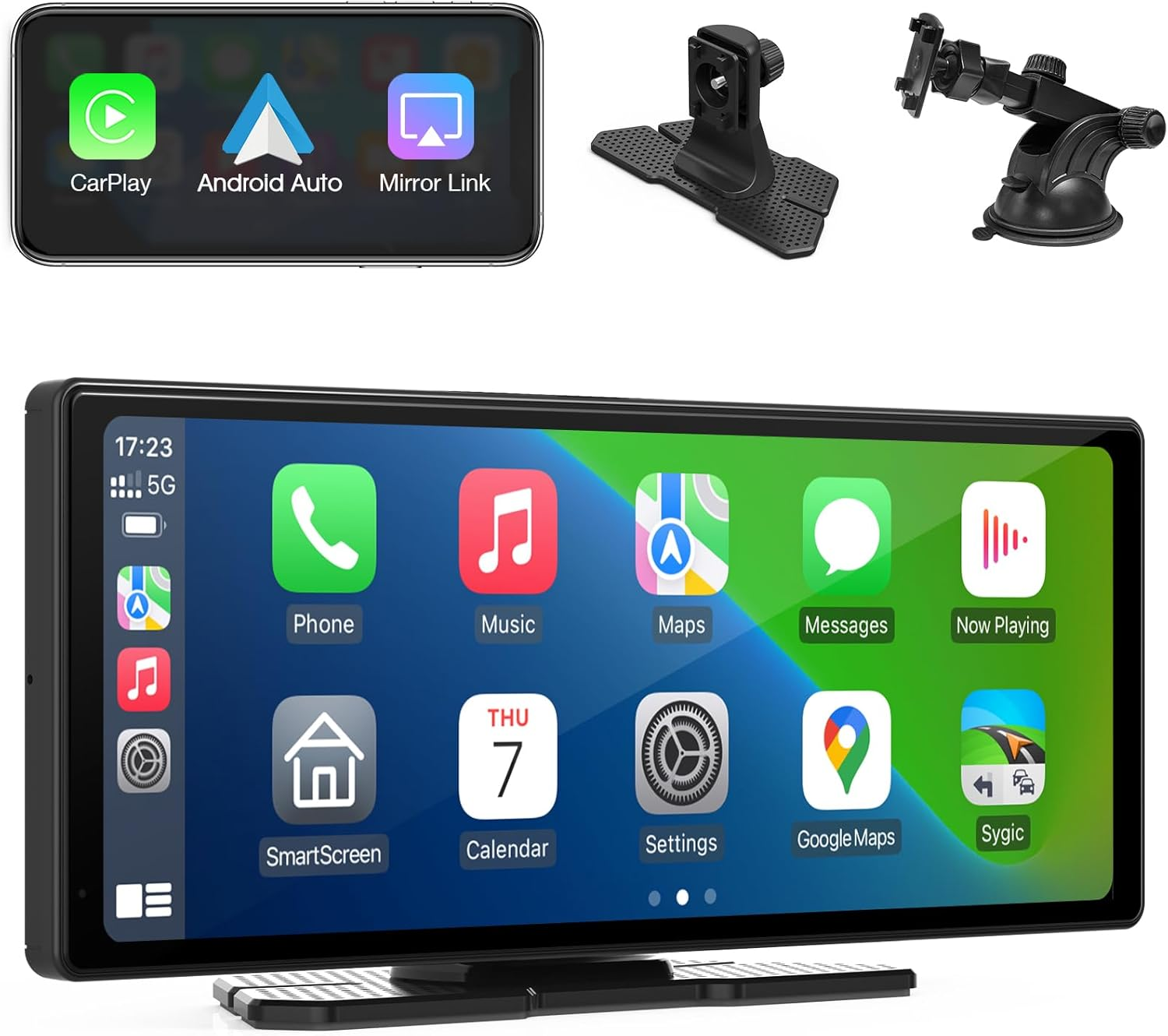 2025 9.26" Wireless Protable Carplay&Android Auto,Portable Carplay Box Screen GPS Navigation for Car, Carplay Screen for Car with Bluetooth, Airplay, AUX/FM, Siri for All Models image number 2