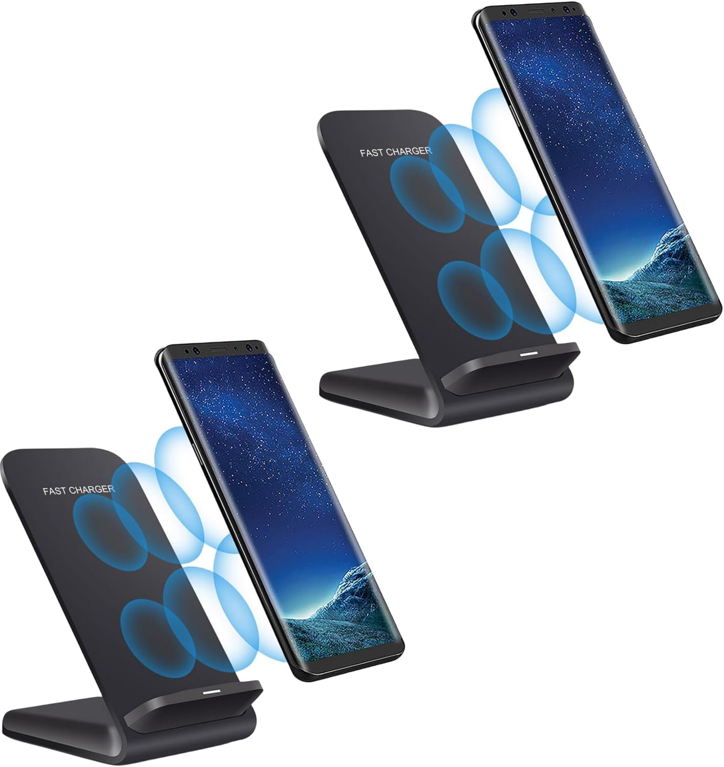 2 Pack 20W Wireless Charger Stand for Samsung, Fast Wireless Charging Stand for Apple Iphone, for Samsung Galaxy S22/S21/S20, for Google Pixel, for LG and All Qi-Enabled Devices(Black-01) image number 1
