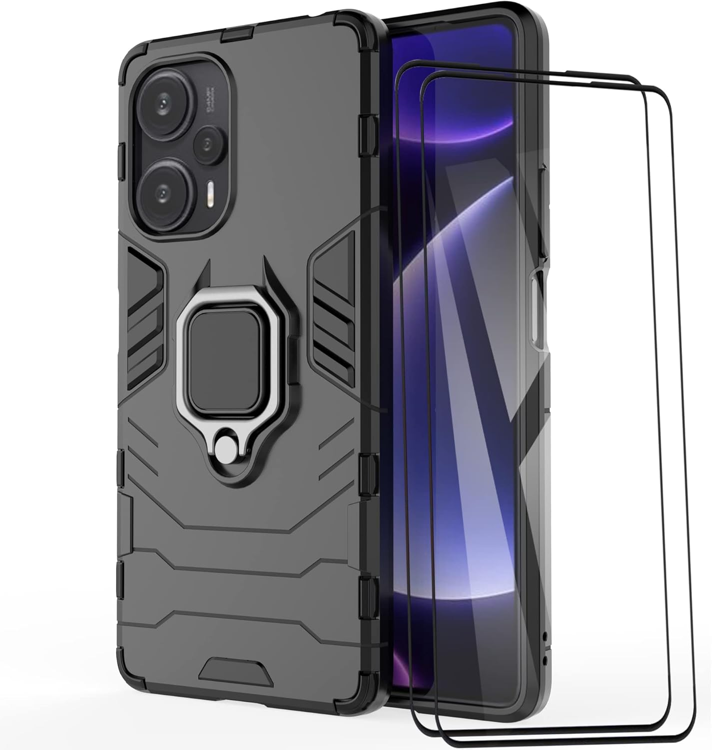 ESTH&reg; Compatible with Xiaomi Poco F5/Redmi Note 12 Turbo Case with 360&deg; Rotating Ring Stand Protective Case [For Mobile Phone Holder Car Magnet] Military Shockproof Mobile Phone Case, Blue