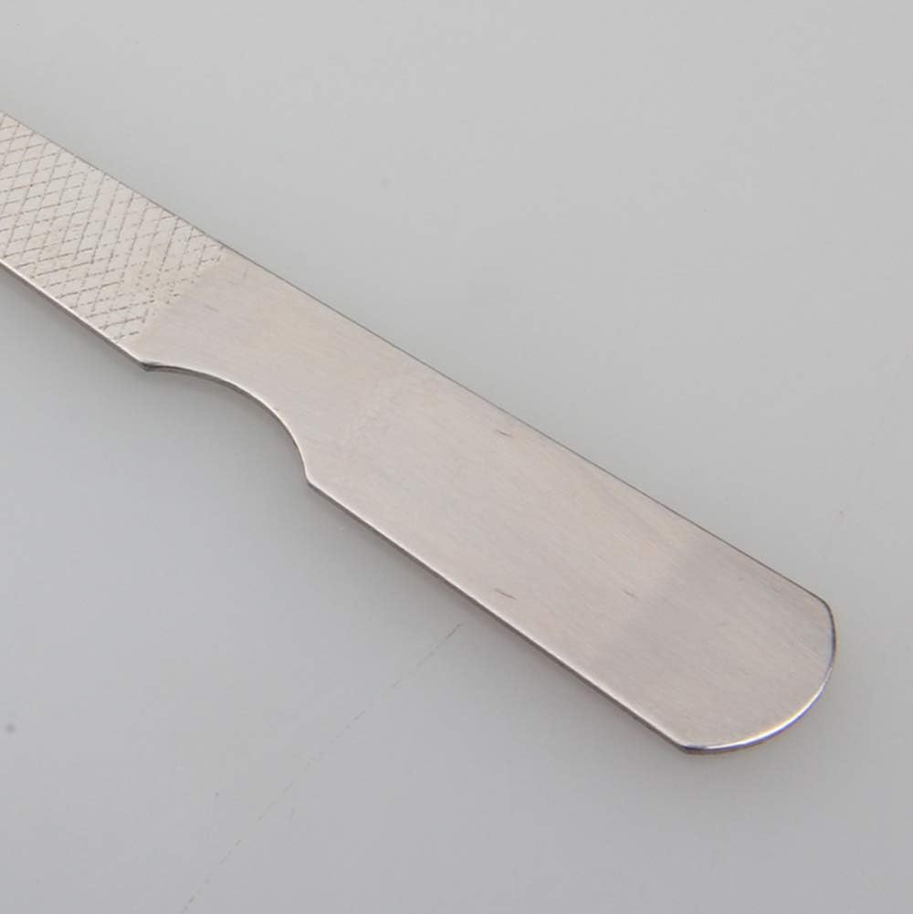 QUUPY 10PCS Silver Stainless Steel Double-Sided Nail File with Curved Tip Finger Slit Knife Polished Plate Finger Trim Manicure Tool for Hand and Foot Care in Nail Salon image number 3