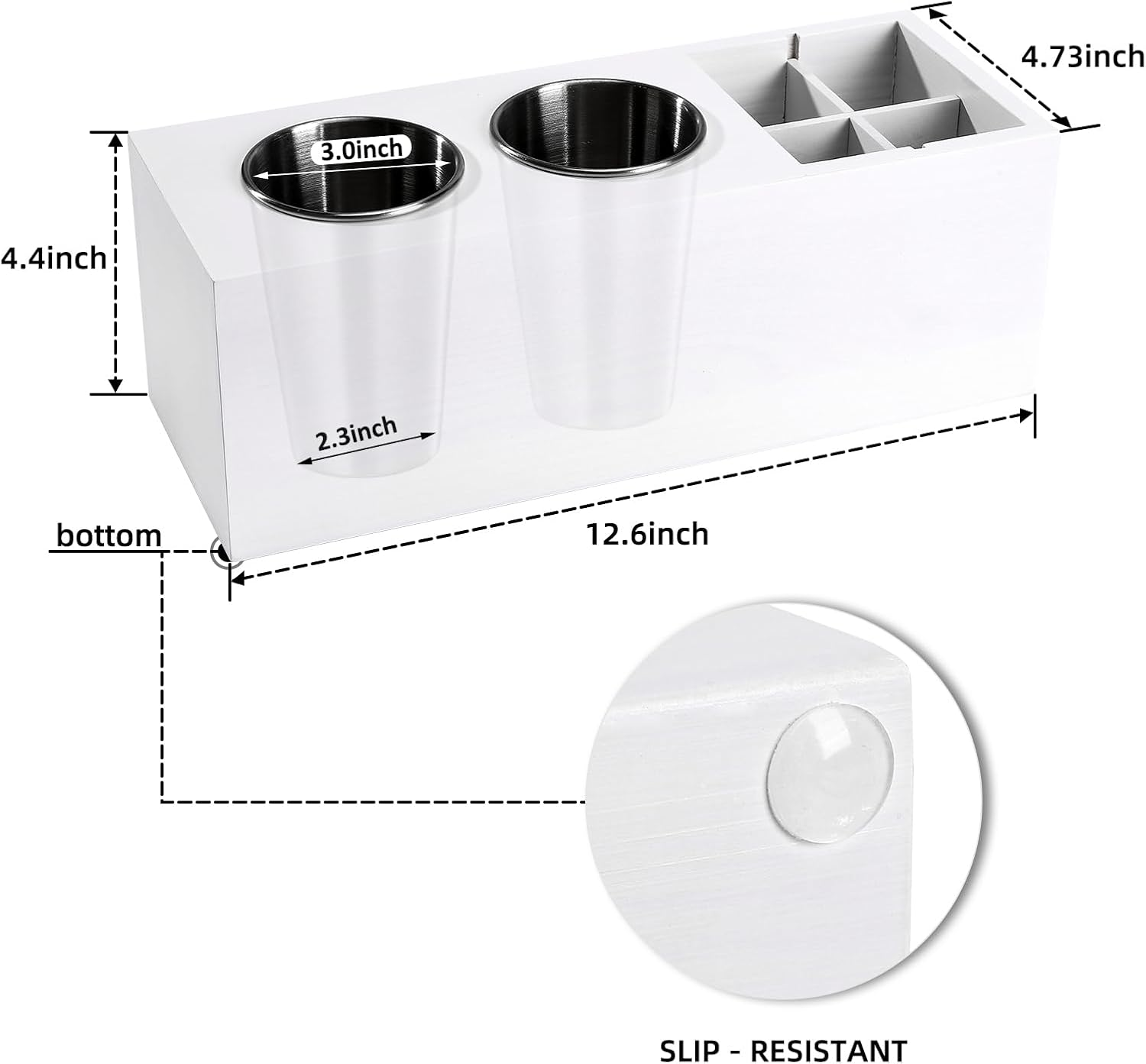 RAIKEDR Hair Dryer Countertop Holder, Hair Tool Organizer Wall Mount, Blow Dryer Holder Cabinet Door Organizer, Bathroom Countertop Blow Dryer Holder and Curling Iron Holder (Cedar Wood, White) - White image number 4