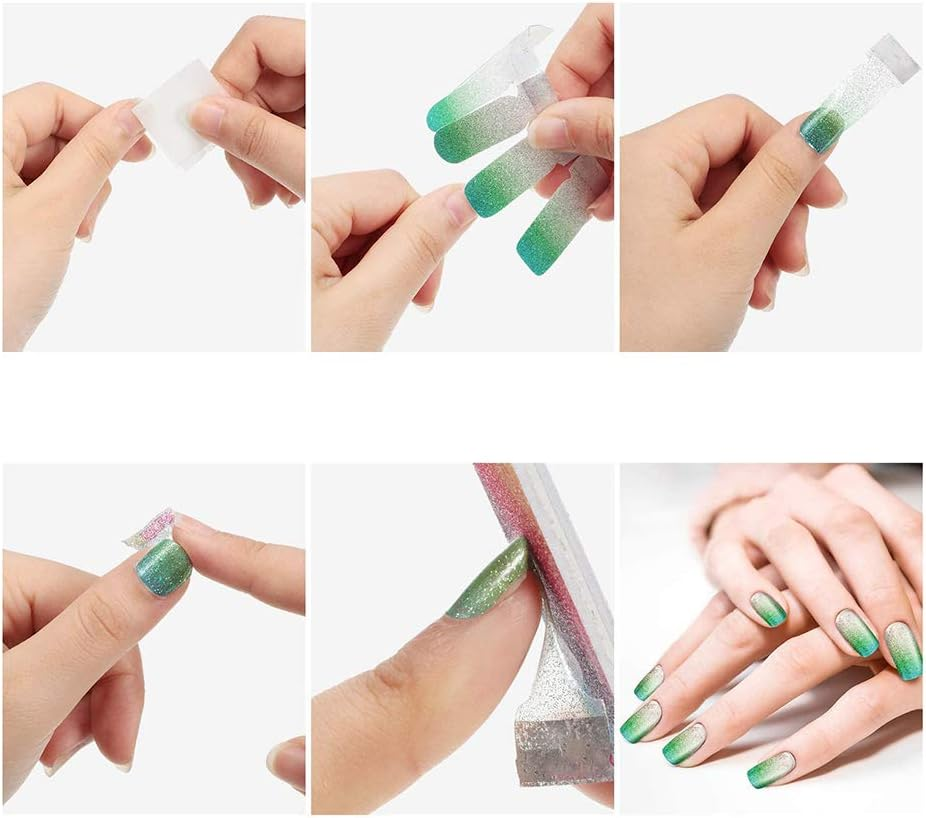 20 Sheets 140 Pieces Glitter Nail Wraps Art Polish Stickers Gradient Color Nail Wrap Self-Adhesive Sticker Decal Nail image number 1