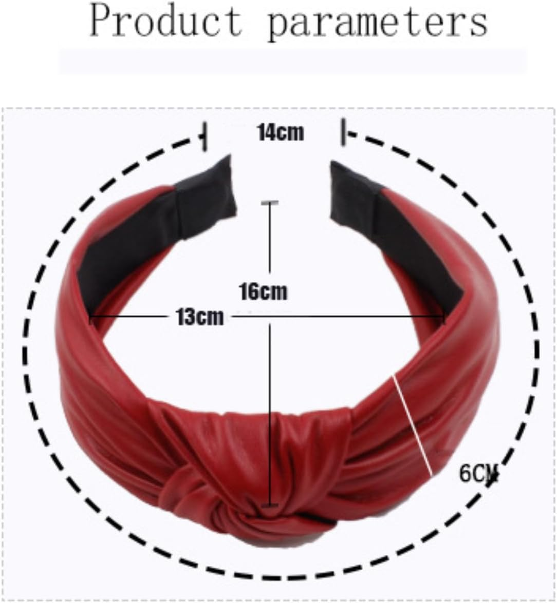 Faux Leather Headband with Knots, Women'S Knotted Wide Headband Headdress Hair Bands Hair Accessories for Women Girls for Daily Wear, Red