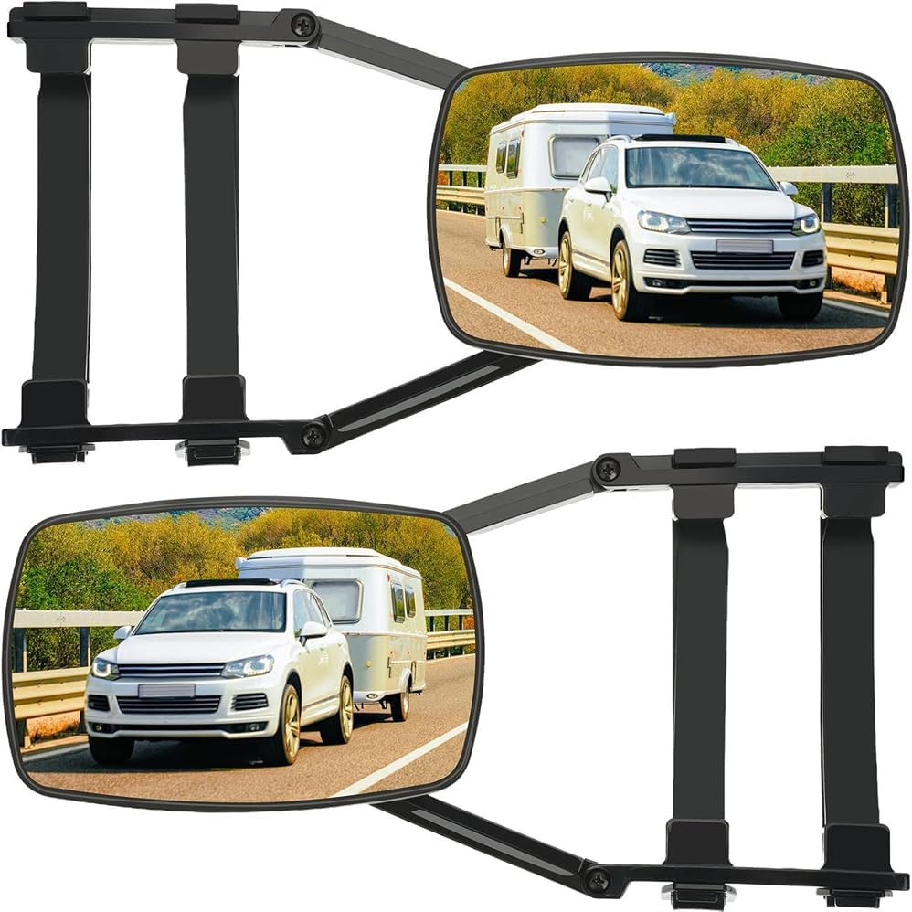 2 Pcs Mirror Extenders for Towing,Clamp-On Towing Mirrors,360 Degree Rotation Adjustable Dual View Tow Mirror,Universal Towing Mirror Fit Most Vehicle Car Truck, for Car Trucks Trailer image number 4