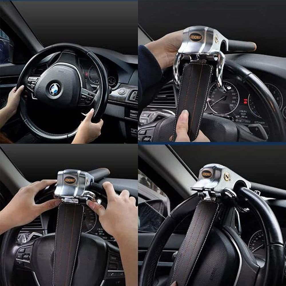 Steering Wheel Lock Universal Anti-Theft Device Heavy Duty Security Car Lock for Vehicle Auto Truck SUV Van with 2 Keys Gray - Grey image number 2