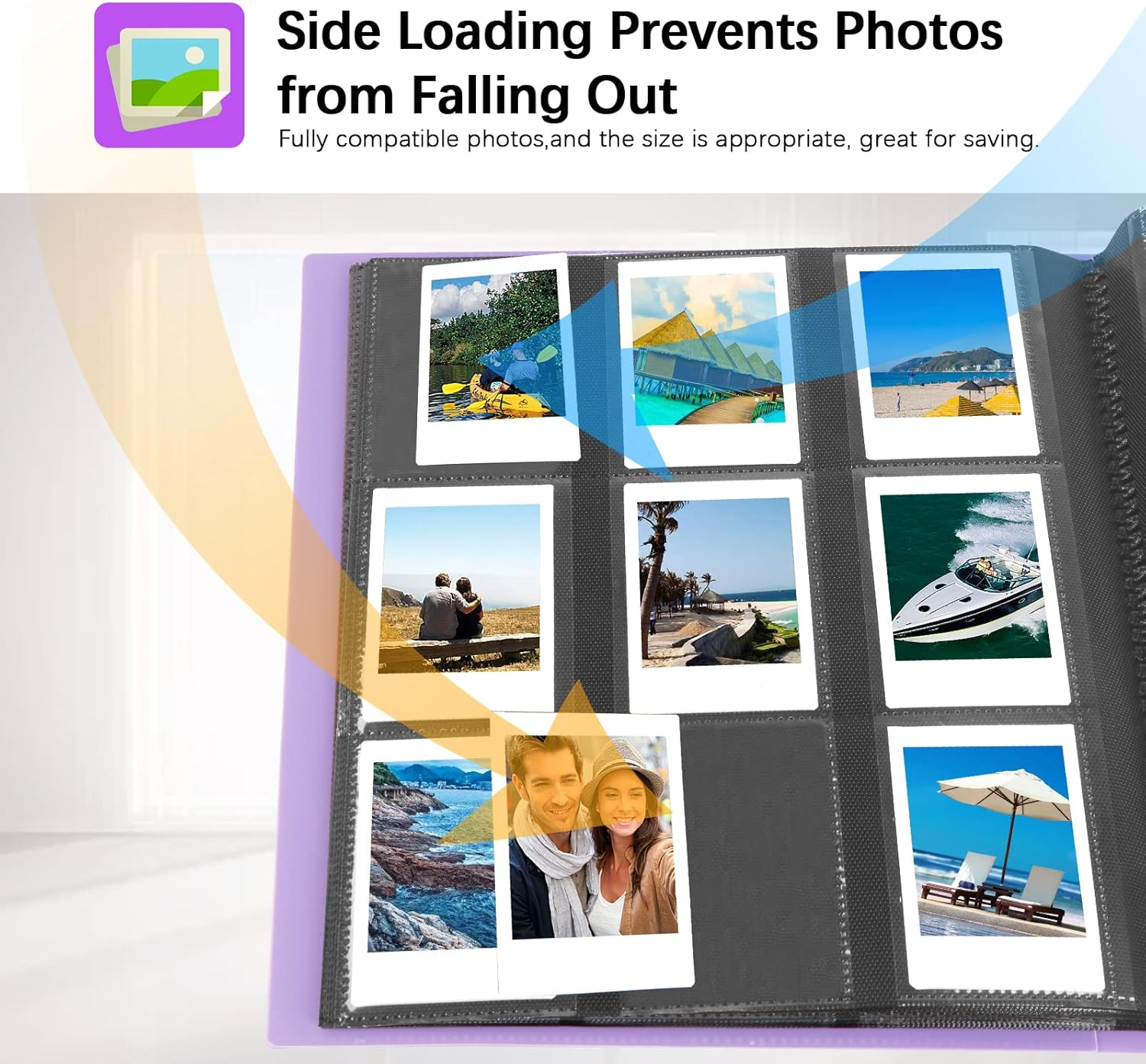 432 Pockets Photo Album for Fujifilm Instax Mini Camera, Polaroid Camera, for Fujifilm Instax Mini 11 90 70 9 8+ 8 Liplay Instant Camera, Polaroid Snap Snaptouch PIC-300 Z2300 Instant Camera (Purple) image number 6