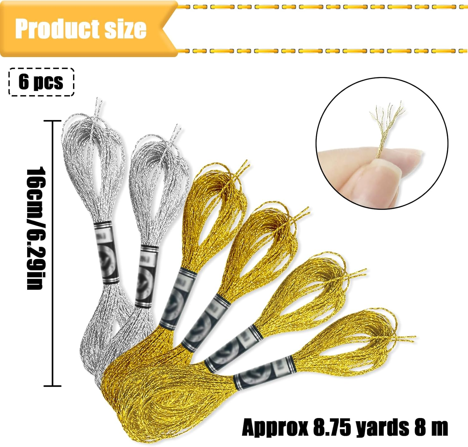 WELANE Embroidery Flosses, 6 Skeins Polyester Cross-Stitch Threads for Hand Embroidery, String Art (8M/8.74Yd) image number 6