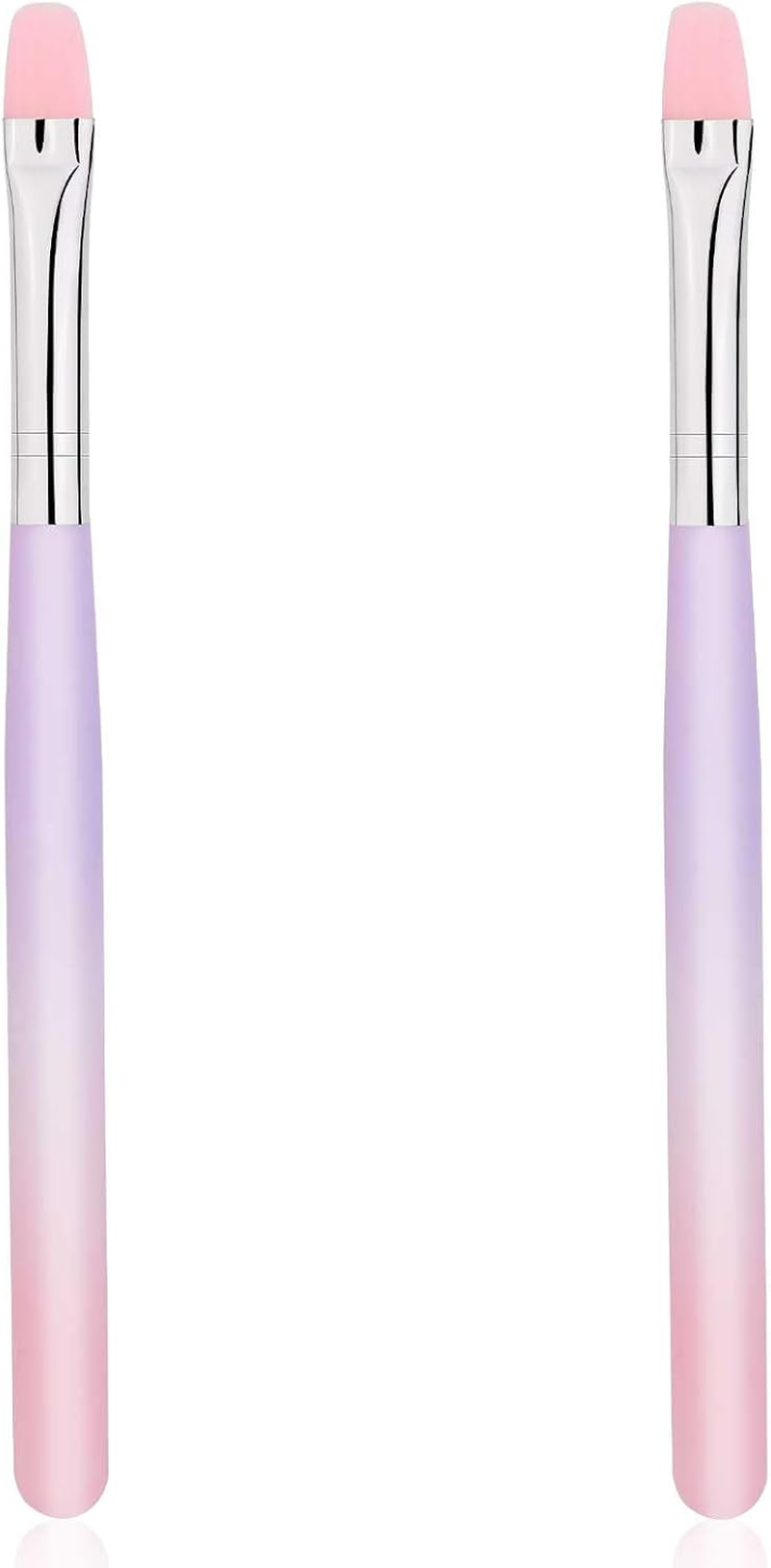 2Pcs Nail Clean up Brushes, round & Flat Head Pen Painting Tools for Nail Design & Polish Mistake Cleaning image number 1