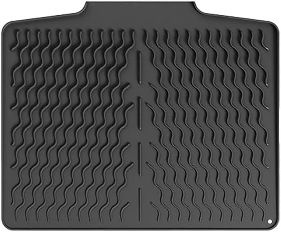 Large Silicone Dish Drying Mat with Self Draining Design and Wavy Groove Pattern Extra Thick, Non Slip Kitchen Counter Mat for Plates, Bowls, Utensils, Odorless, Easy to Clean (40*33Cm)