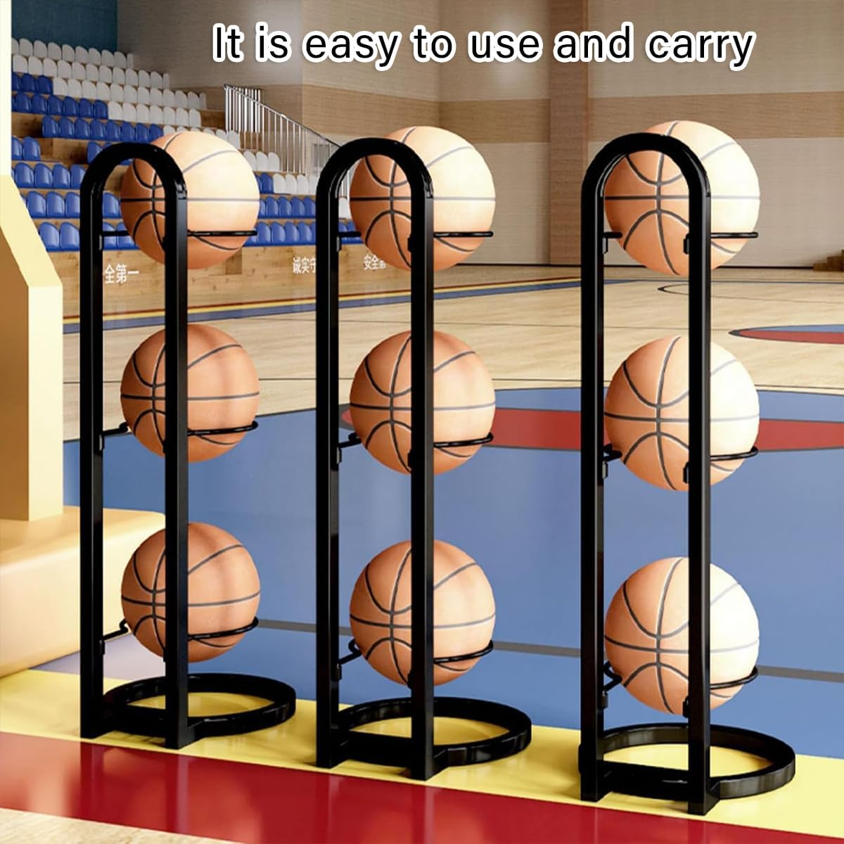 AIMALL 3-Layer or 4-Layer Ball Storage Rack Basketball Organizer Stand with Durable Metal Frame and Anti-Slip Base for Indoor Sports Room image number 4