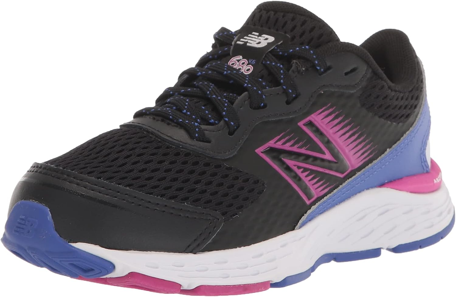New Balance Kids 680V6 Running Sport Sneakers Shoes Black/Magenta Pop/Aura/Libra 11.5 M image number 5