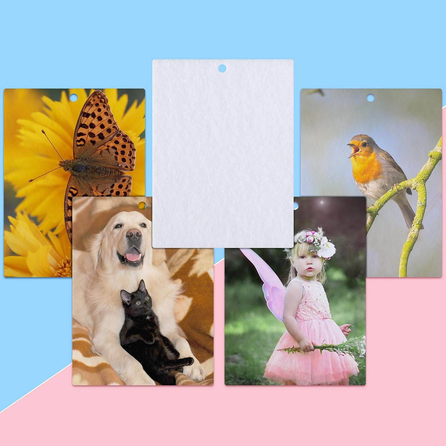 50 Pieces Sublimation Air Freshener Blank Sheets Car Scented Hanging Felt Air Freshener White Fragrant Sheets with 100 Pieces Bags and Elastic Rope for Interior Use and Decor image number 4