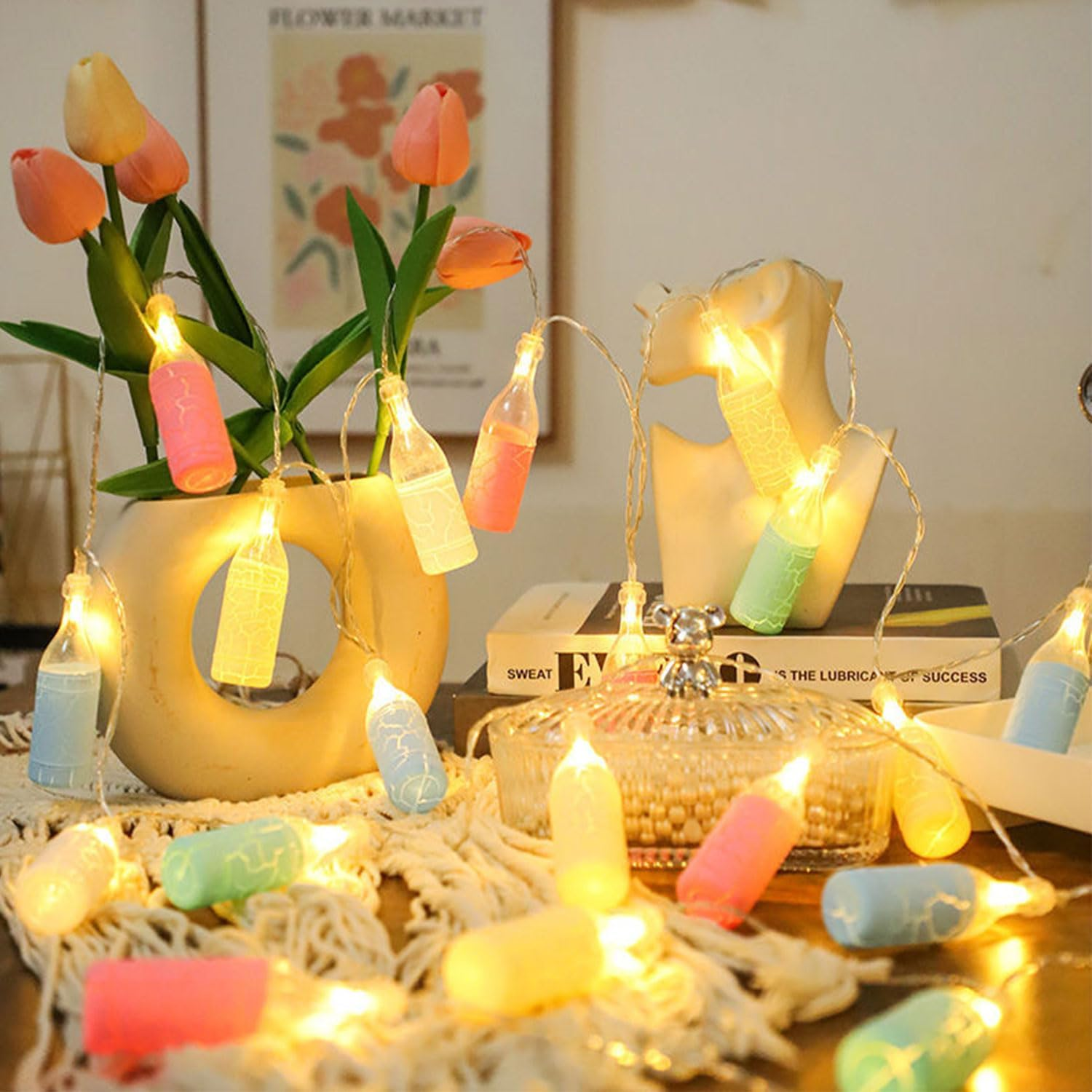 LED Fairy Lights with Bottle Design, 3 M, 20 LED Wine Bottles, Fairy Lights, Battery Operated, Luminous Wine Bottles, Battery Operated for Carnival, Halloween, Outdoor and Indoor, Decoration Living image number 3