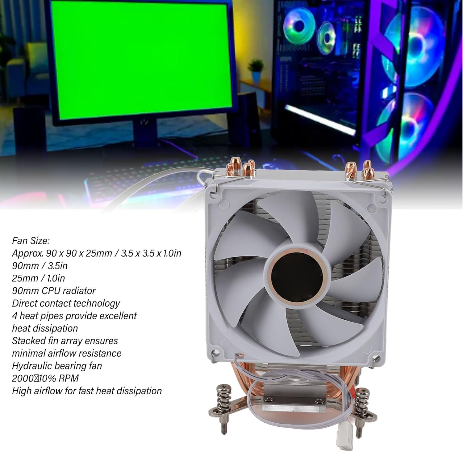 9CM CPU Cooler 4 Copper Heat Pipes Hydraulic PC CPU Cooling Fans for LGA 775 1150 1151 1155 1156 1200 1700 1356 1366 Perforated 2011 Motherboards image number 4