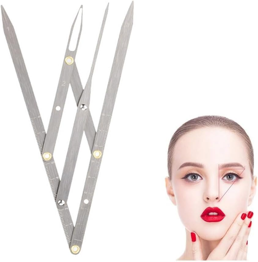 CYSFETENA Eyebrow Measuring Ruler, Foldable Stainless Steel Eyebrow Ruler with Golden Ratio for Precise Eyebrow Measurement, Ideal for Eyebrow Tattoo, Microblading Permanent Makeup image number 4