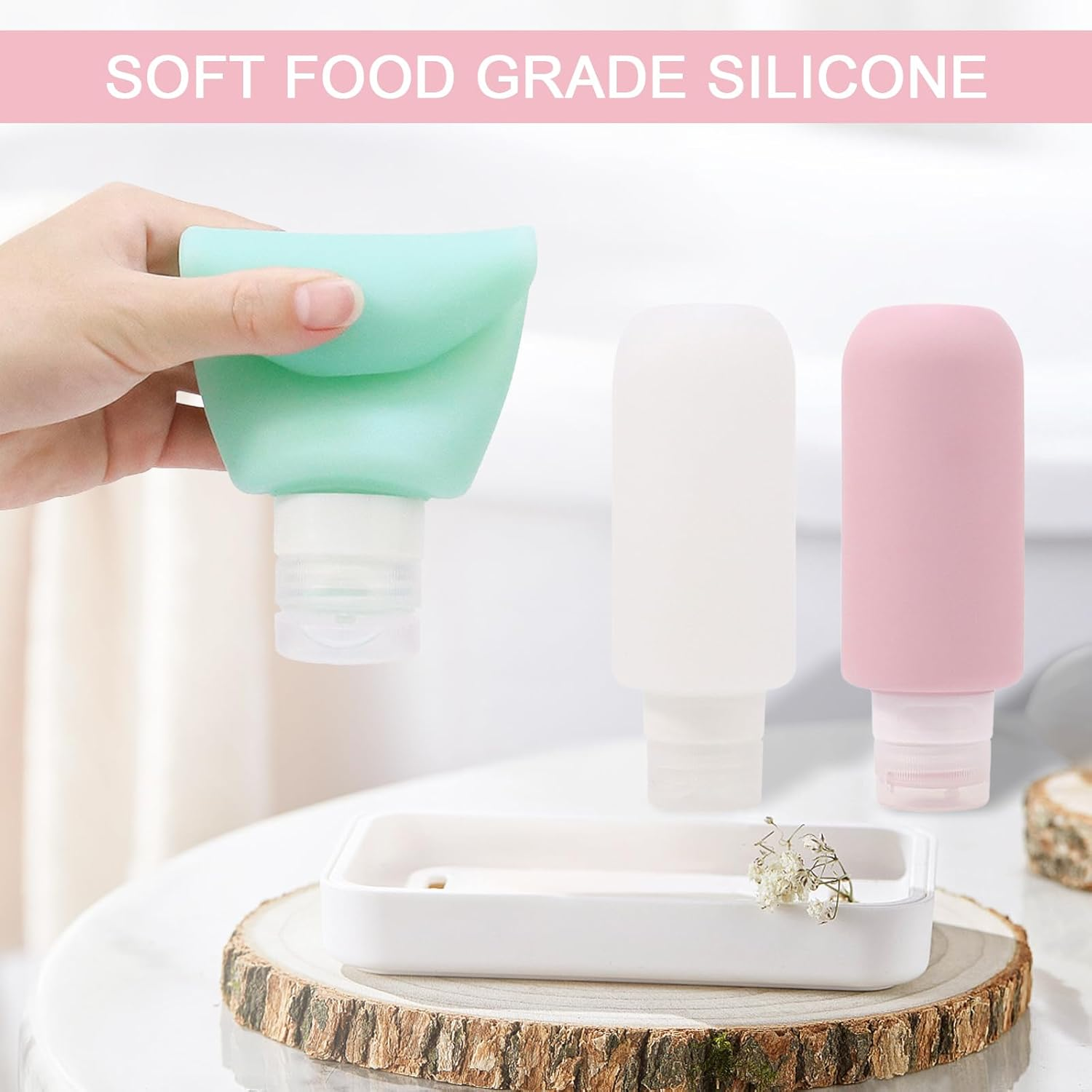 Silicone Travel Bottles 3Pcs Leak Proof Silicone Squeezable Containers for Toiletries, 200Ml Portable Travel Bottles Set for Traveling, BPA Free, Refillable, for Lotion Liquid, Shampoo, Conditioner image number 4