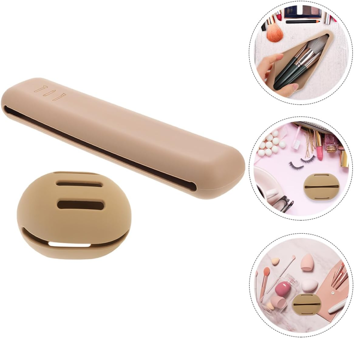 BCOATH Breathable Cosmetic Egg Container Silicone Makeup Sponge Holder with Travel Storage Pouch Powder Puff Organizer for Makeup Supplies for Women image number 1