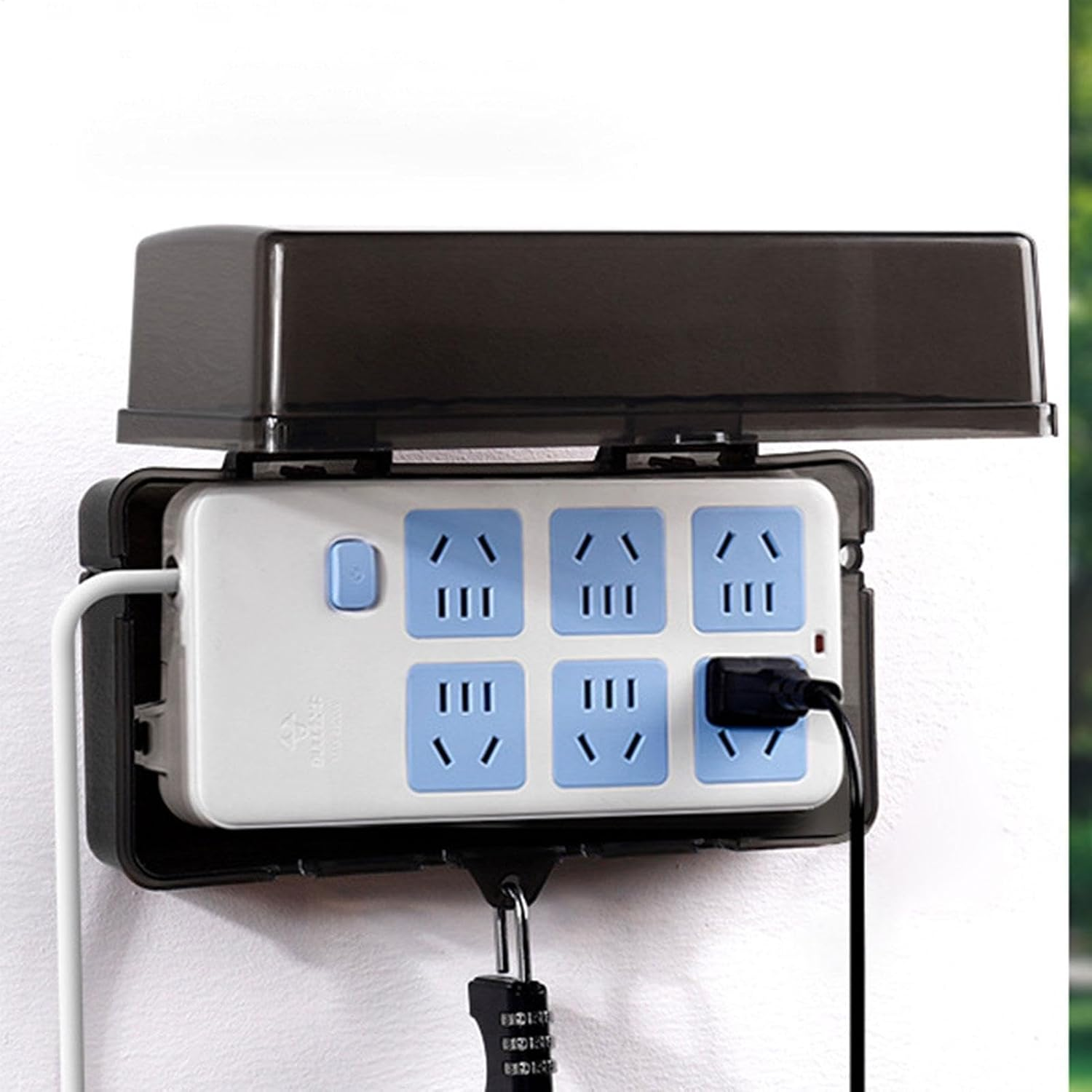 Weatherproof Electrical Box,Outdoor Power Strip Storage Cable Management Box | Rain-Proof Weather Proof Plug Box with Lock Outdoor Extension Lead Cover for Protect Outlet, Plug, Socket image number 5