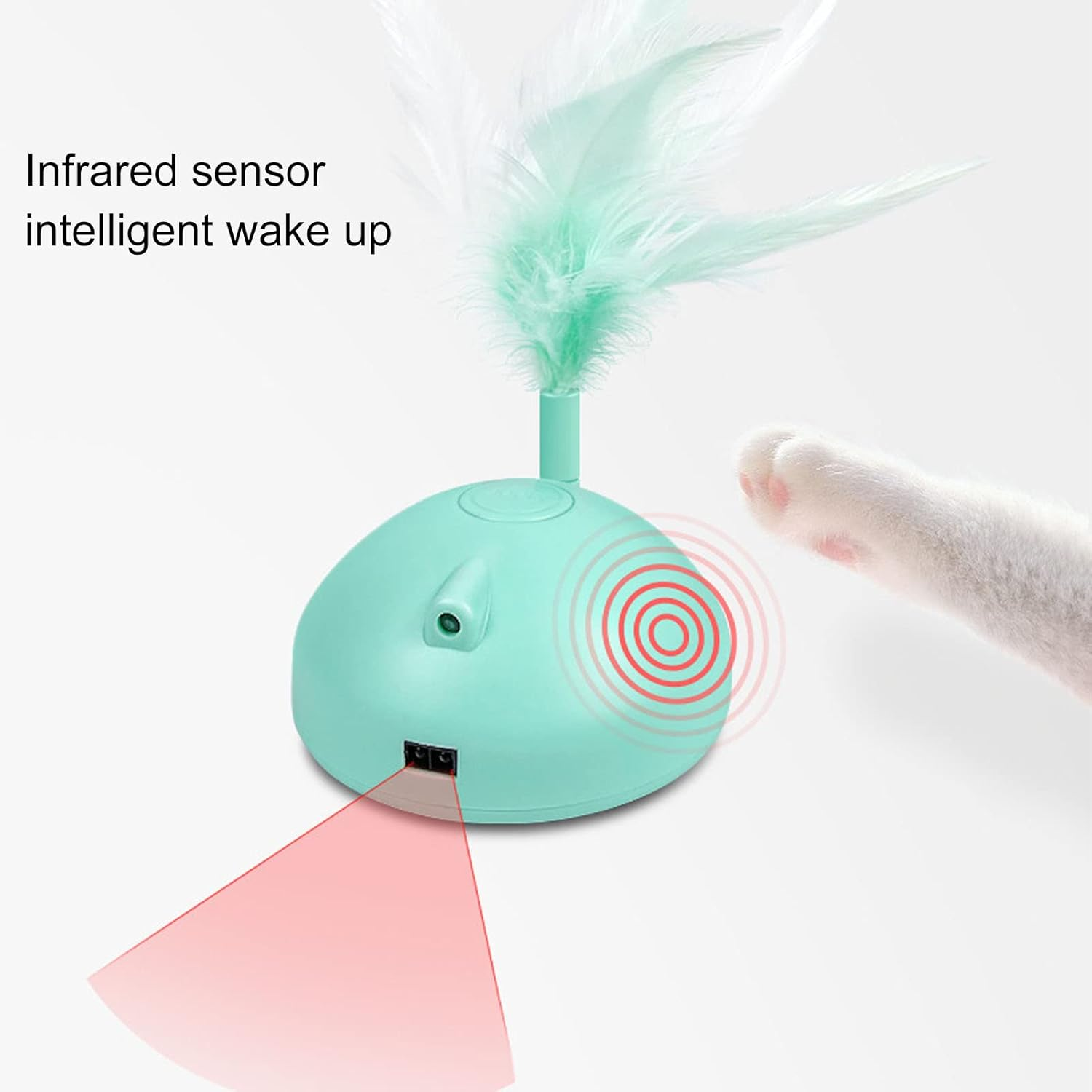 Rechargeable Electric Cat Toy Sphere with Feather USB Interactive Induction Play Sphere for Cats 360 Degree Intelligent Navigation for Endless Fun Ideal for Indoor Cats image number 5