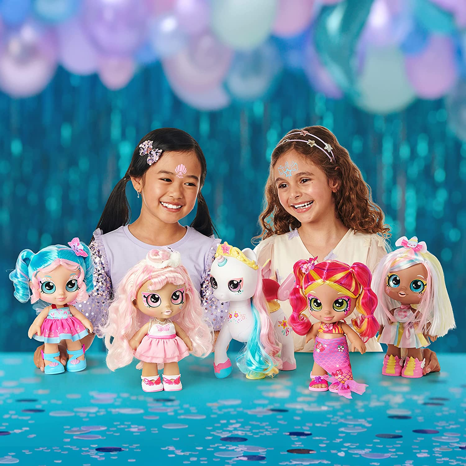 Kindi Kids Dress up Magic Marsha Mello Unicorn Toddler Doll with Face Paint Reveal. 1 Doll with Magic Sponge. Big Glittery Eyes, Bobble Head, Changeable Clothes and Removable Shoes., Pink (50246) image number 5