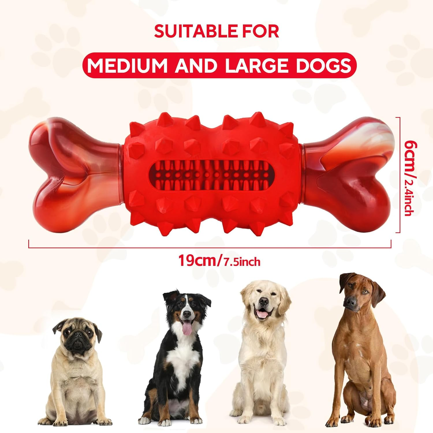 LIFLIX Dog Toys for Aggressive Chewers, Tough Indestructible Chew Toys, Durable Rubber & Nylon Toys for Large Medium Breed, Interactive Dog Toy for Teething, Bone Shape image number 3