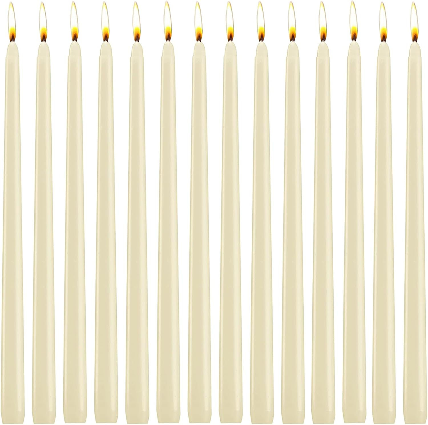 14 Pack White Taper Candles, 10 Inch White Dripless, Unscented Dinner Candle, Smokeless Taper Candles, Paraffin Wax with Cotton Wicks, 8 Hours Burn Time