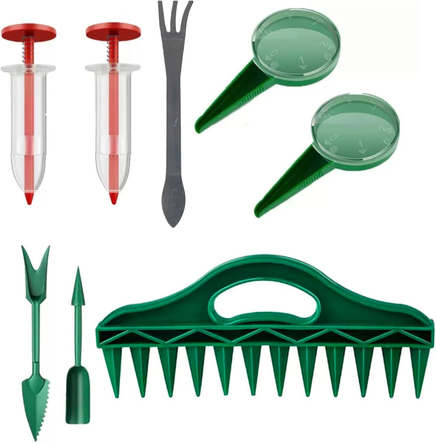 Garden Seed Planting Tool Set, 8-Piece Kit with Seed Spreader and Planting Accessories, Green
