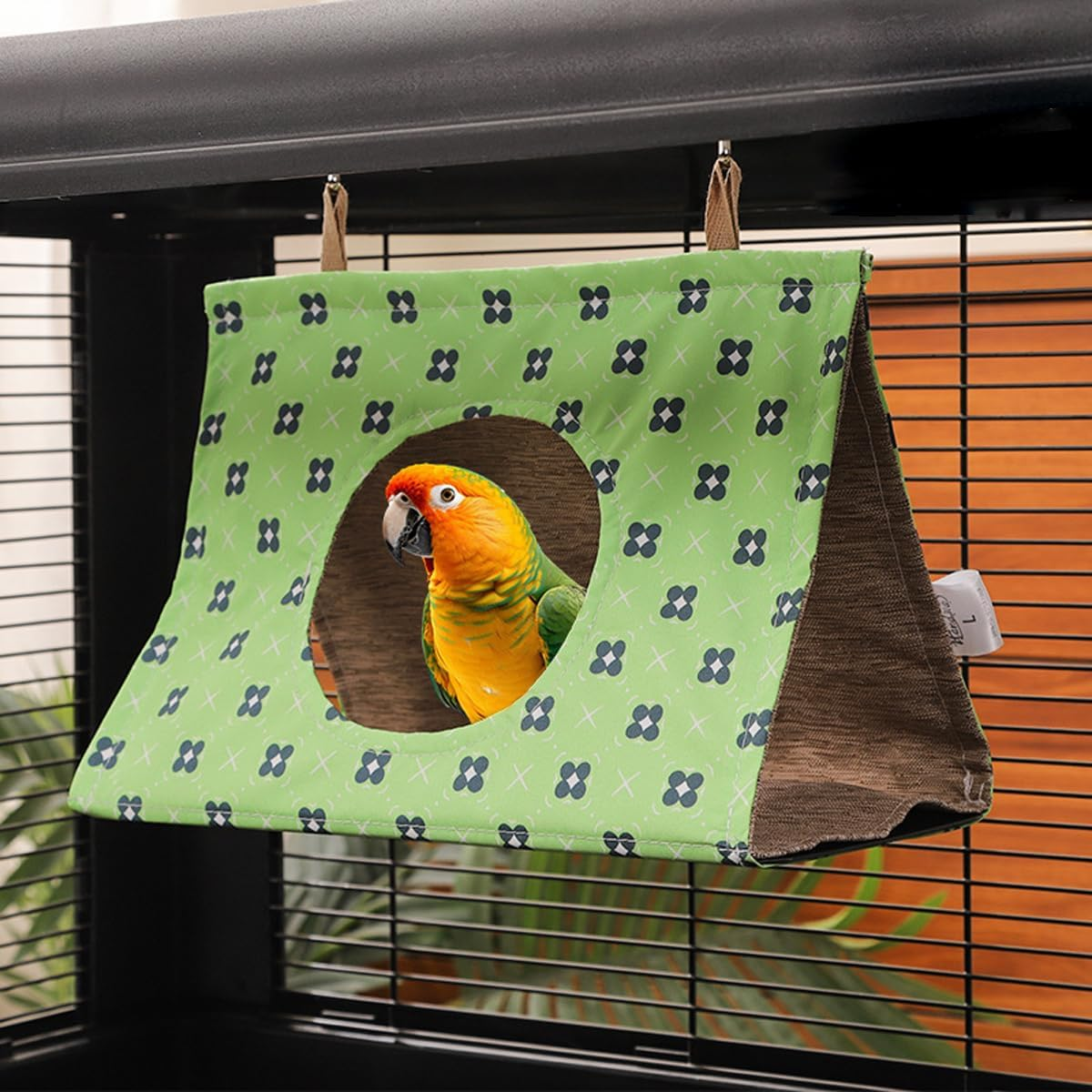 Hanging Triangle Bird Nest for Parrots | Summer Bird Sleeping Nest | Scratch-Resistant Hammock for Sun Conure, Monk Parakeet, Peony, and Starling Birds image number 1