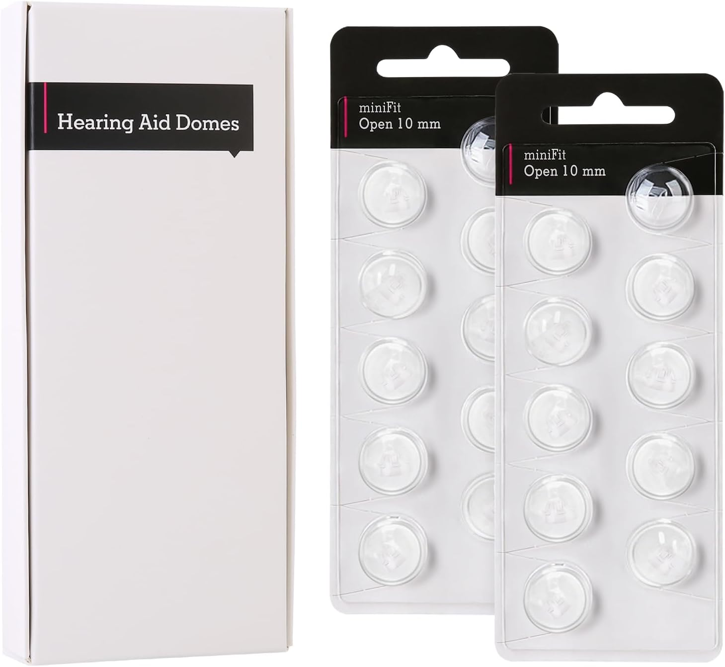 20Pcs Oticon Hearing Aid Domes, Minifit Bass 6MM Double Vent Domes for Oticon Replacements, Universal Hearing Aid Supplies and Accessories, Oticon Prowax Minifit, Resound Hearing Aid Domes(2-Pack)
