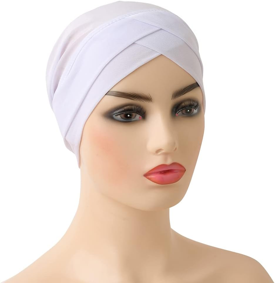 4 Pcs Turbans for Women with Cancer Chemo Headwear Cancer Patient Head Covering Soft Pleated Stretchy Lightweight Head Wrap Sleep Hat image number 4